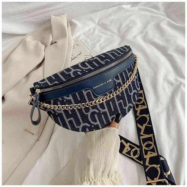 new bag denim printed canvas waist wide shoulder belt messenger women's personalized chain bags
new bag denim printed canvas waist wide shoulder belt messenger women's personalized chain bags