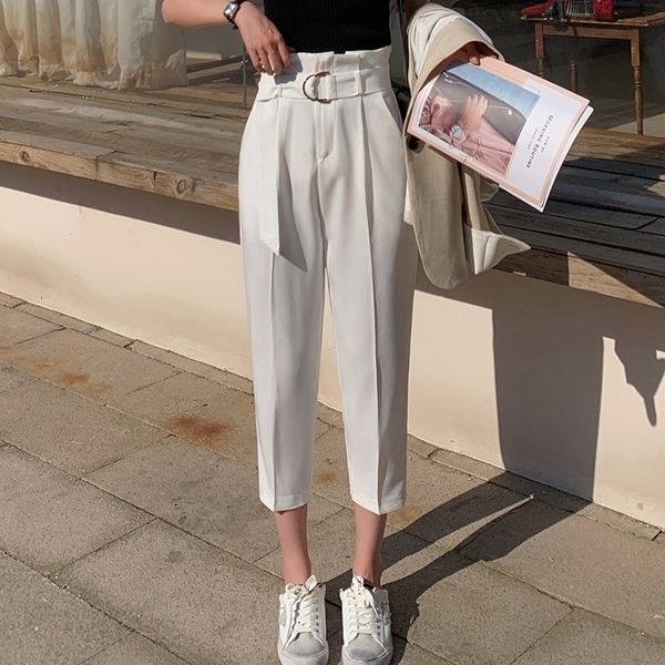 bgteever casual pants women solid high waist belted pencil pants office lady suit pants elegant women trousers y200114, Black;white
bgteever casual pants women solid high waist belted pencil pants office lady suit pants elegant women trousers y200114, Black;white