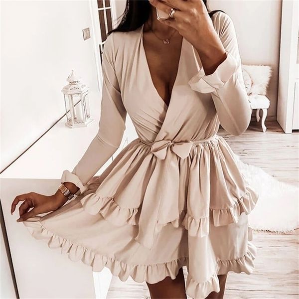 cvyataya arrived flared sleeves ruffles v neck dress women spring autumn long sleeve a-line solid sashes mini dresses 220316, Black;gray
cvyataya arrived flared sleeves ruffles v neck dress women spring autumn long sleeve a-line solid sashes mini dresses 220316, Black;gray