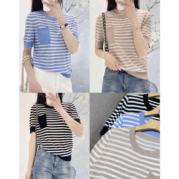 women's t-shirt p185365kk pocket stripe basic loose knit t-shirt women's summer, White
women's t-shirt p185365kk pocket stripe basic loose knit t-shirt women's summer, White