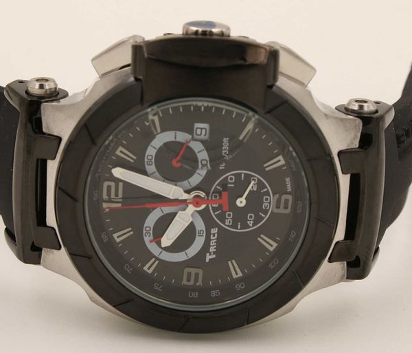 quartz chronograph watch men t-race wristwatch portatil t0484172705702 watches black rubber band couturier 1853, Slivery;brown 
quartz chronograph watch men t-race wristwatch portatil t0484172705702 watches black rubber band couturier 1853, Slivery;brown