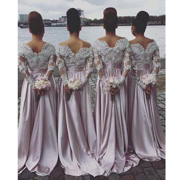 new arrival lace applique prom dresses long sleeves custom made a line bridesmaid gowns robe de soirée, White;pink
new arrival lace applique prom dresses long sleeves custom made a line bridesmaid gowns robe de soirée, White;pink