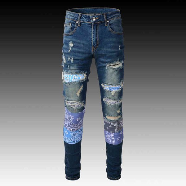 men's jeans fashion high street fashion brand summer ripped jeans men's patch slim fit small legged beggar pants ntmh, Blue
men's jeans fashion high street fashion brand summer ripped jeans men's patch slim fit small legged beggar pants ntmh, Blue