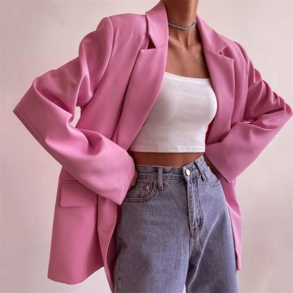 lolipomme women pink khaki blazer coat vintage notched collar pocket female casual chic oversized suit jacket 220402, White;black
lolipomme women pink khaki blazer coat vintage notched collar pocket female casual chic oversized suit jacket 220402, White;black
