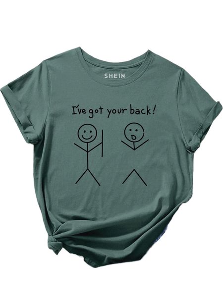 slogan & cartoon graphic tee v81l#, White
slogan & cartoon graphic tee v81l#, White