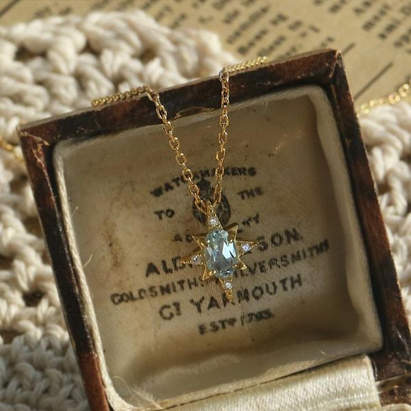 pendant necklaces retro blue necklace gem simple eight-pointed star clavicle chain fashion temperament gold color for women party, Silver
pendant necklaces retro blue necklace gem simple eight-pointed star clavicle chain fashion temperament gold color for women party, Silver