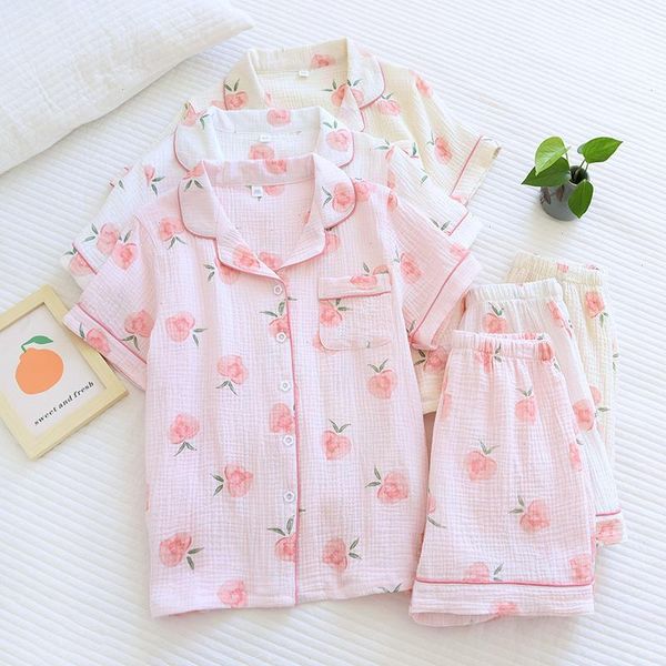 womens summer thin sleepwear cotton gauze double-layer pajamas short sleeved shorts home clothes suit casual loose pyjamas, Black;red
womens summer thin sleepwear cotton gauze double-layer pajamas short sleeved shorts home clothes suit casual loose pyjamas, Black;red