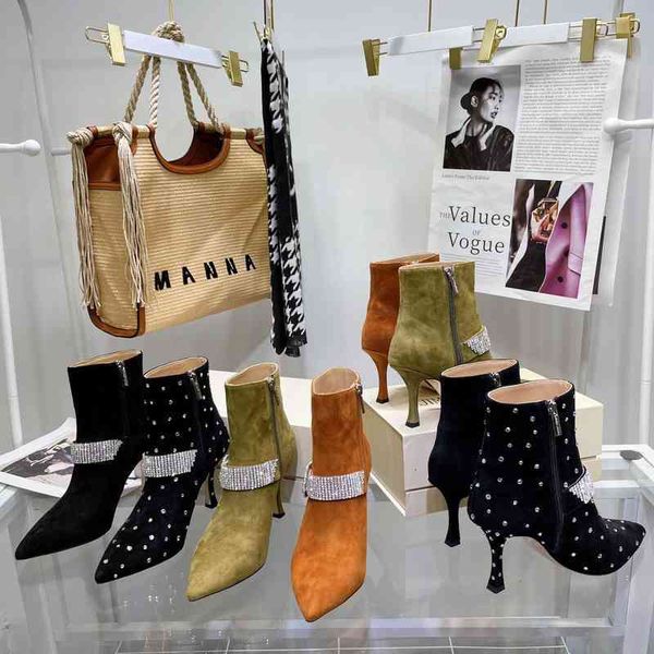 pointed boots women's suede boots and slim high heels mature children's winter shoes crystal decorative boots series, Black
pointed boots women's suede boots and slim high heels mature children's winter shoes crystal decorative boots series, Black