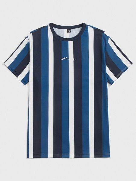 men striped & letter graphic tee r8ye#, White;black