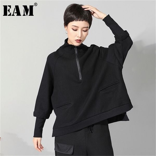eam spring autumn stand collar long sleeve black zipper split joint big size sweatshirt women fashion jq021 201210
eam spring autumn stand collar long sleeve black zipper split joint big size sweatshirt women fashion jq021 201210