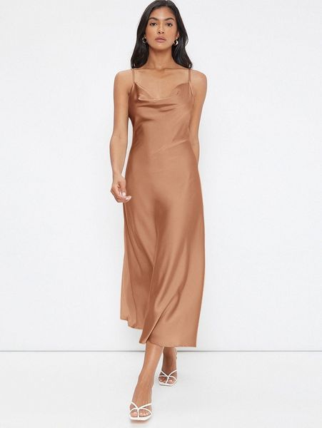 cowl neck solid slip dress j8oc#, Black;gray