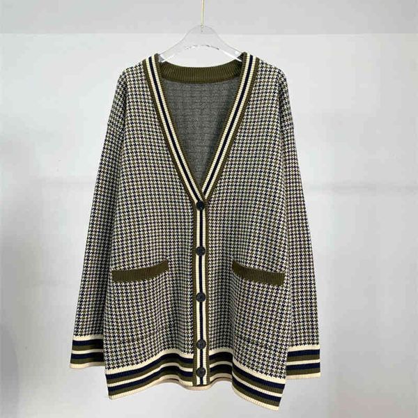 women's knits tees modern fashion autumn and winter wool v-neck long sleeve jacquard thousand bird check loose aging knitted cardigan w, White
women's knits tees modern fashion autumn and winter wool v-neck long sleeve jacquard thousand bird check loose aging knitted cardigan w, White