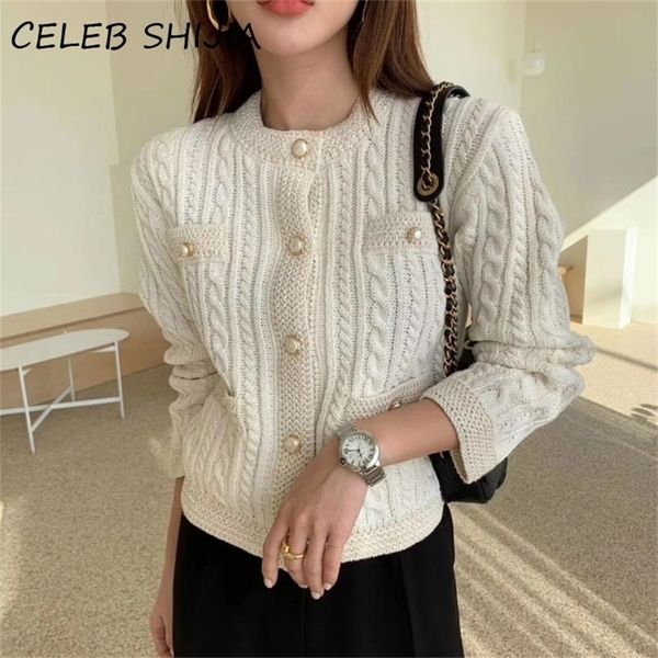 shijia autumn knitting cardigan female pearl button soft twist open stitch sweater femme luxury knitted outfit female 201223, White;black
shijia autumn knitting cardigan female pearl button soft twist open stitch sweater femme luxury knitted outfit female 201223, White;black
