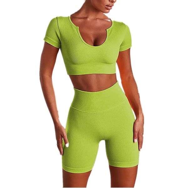womens seamless 2 piece workout outfit high waist running shorts gym yoga crop ribbed short sleeve tank push up botty shorts sets exercise, White;red
womens seamless 2 piece workout outfit high waist running shorts gym yoga crop ribbed short sleeve tank push up botty shorts sets exercise, White;red