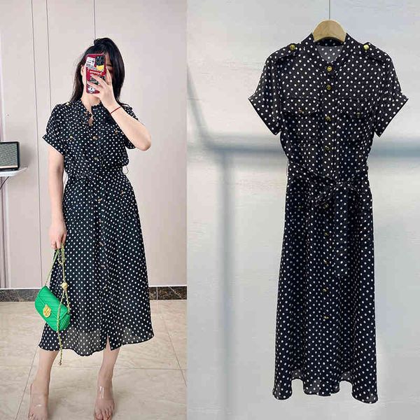 casual dresses p410460yk ding metal buckle waist slim silk wave dot short sleeved dress, Black;gray
casual dresses p410460yk ding metal buckle waist slim silk wave dot short sleeved dress, Black;gray