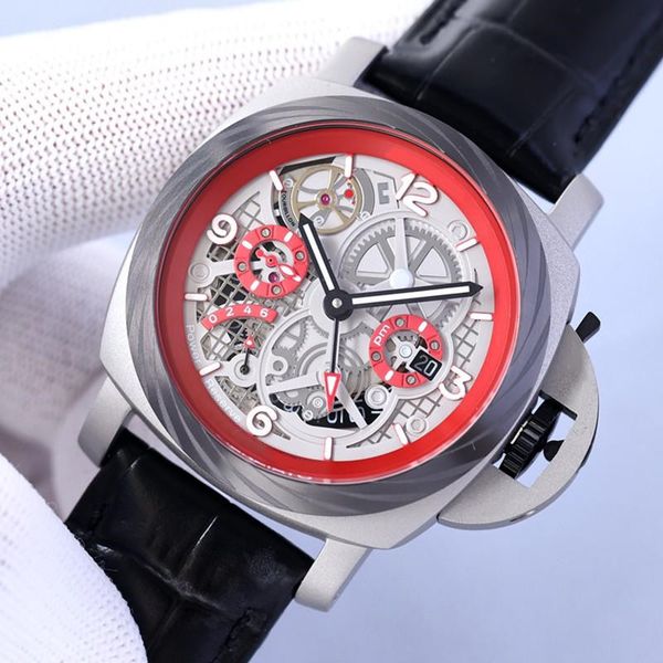 pam mens automatic watches 47mm dial hollow red color 2555 mechanical movement leather belt wristwatch luminous, Slivery;brown
pam mens automatic watches 47mm dial hollow red color 2555 mechanical movement leather belt wristwatch luminous, Slivery;brown