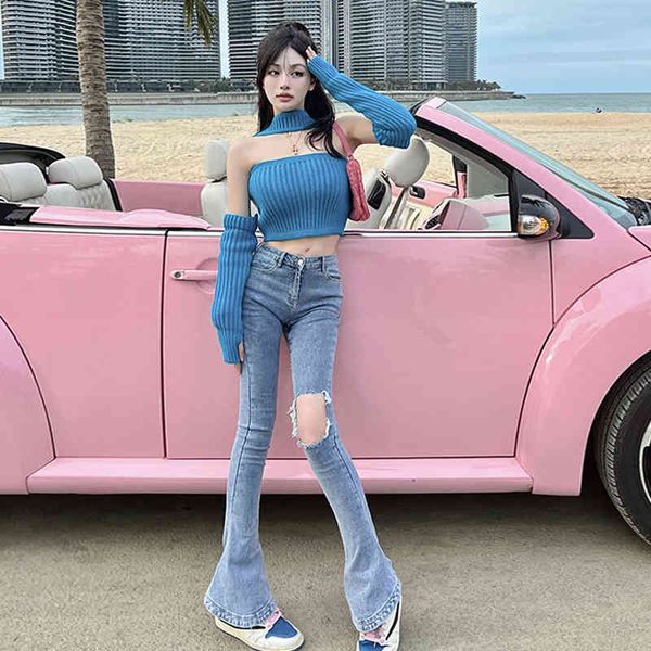women's jeans jingtin humn leg essence upper body is supermodel, the proportion of broken hole horseshoe pnts, femle slim fit shows sen, Blue
women's jeans jingtin humn leg essence upper body is supermodel, the proportion of broken hole horseshoe pnts, femle slim fit shows sen, Blue
