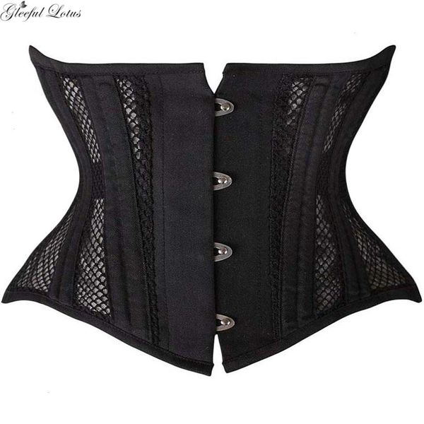 short torso underbust corset waist trainer gothic steampunk bustier body shaper 26 steel boned breathable mesh lace up, Black;white
short torso underbust corset waist trainer gothic steampunk bustier body shaper 26 steel boned breathable mesh lace up, Black;white