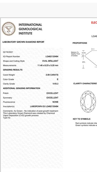 laboratory grown diamonds oval brilliant loose diamonds 3.09ct, Black