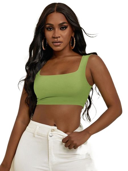 sxy solid crop tank 14ba#, White
