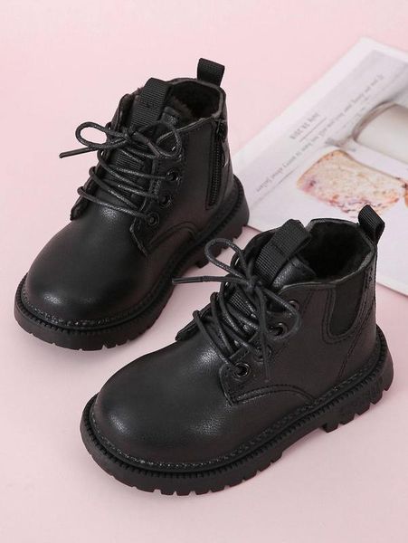 boys minimalist side zipper combat boots she, Black;grey 
boys minimalist side zipper combat boots she, Black;grey