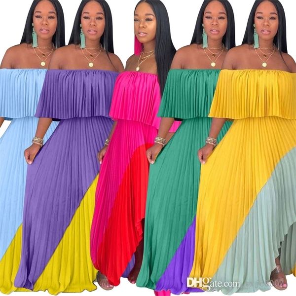 2022 summer womens causal maxi dresses designer off shoulder stitching contrast pleated skirt wedding dress nightclub, Black;gray
2022 summer womens causal maxi dresses designer off shoulder stitching contrast pleated skirt wedding dress nightclub, Black;gray