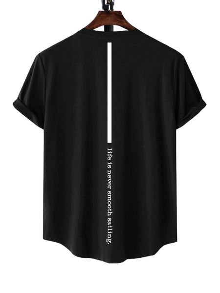 men slogan graphic curved hem tee s83a#, White;black
men slogan graphic curved hem tee s83a#, White;black