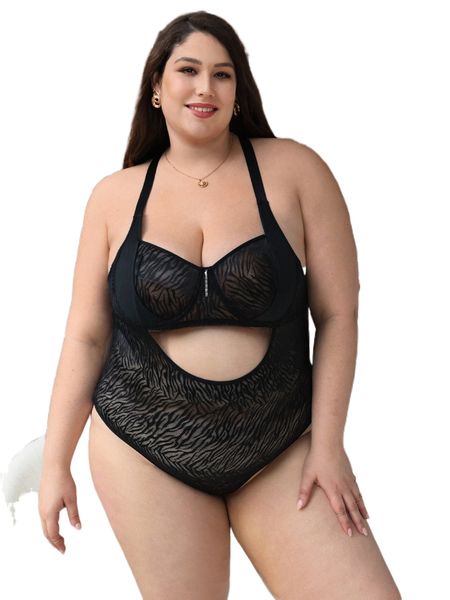 plus zebra striped lace crisscross backless cut out teddy bodysuit y0n7#, Black;white
plus zebra striped lace crisscross backless cut out teddy bodysuit y0n7#, Black;white