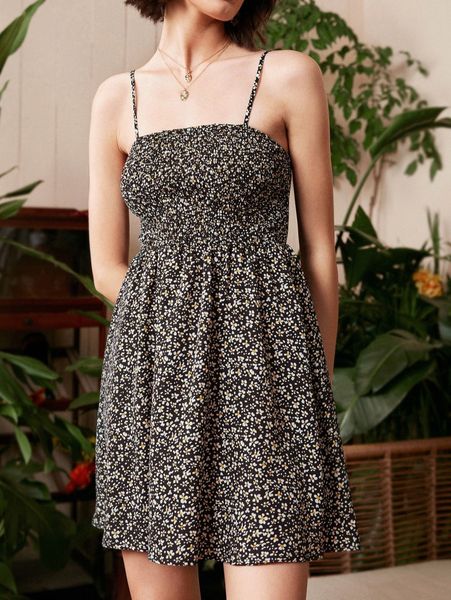 ditsy floral print shirred cami dress q1mf#, Black;gray
ditsy floral print shirred cami dress q1mf#, Black;gray