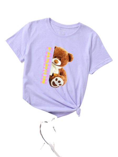 bear & letter graphic tee h8iu#, White