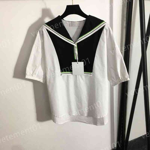 womens t-shirt t..b navy collar panel lapel short sleeve shirts summer comfort luxury designer casual women clothing, White
womens t-shirt t..b navy collar panel lapel short sleeve shirts summer comfort luxury designer casual women clothing, White
