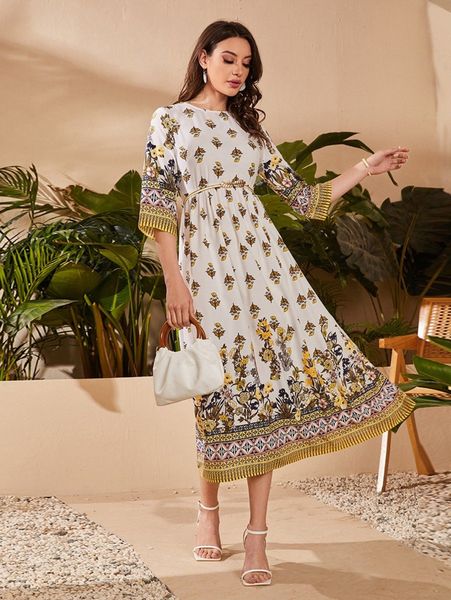 floral print a line dress j3b8#, Black;gray