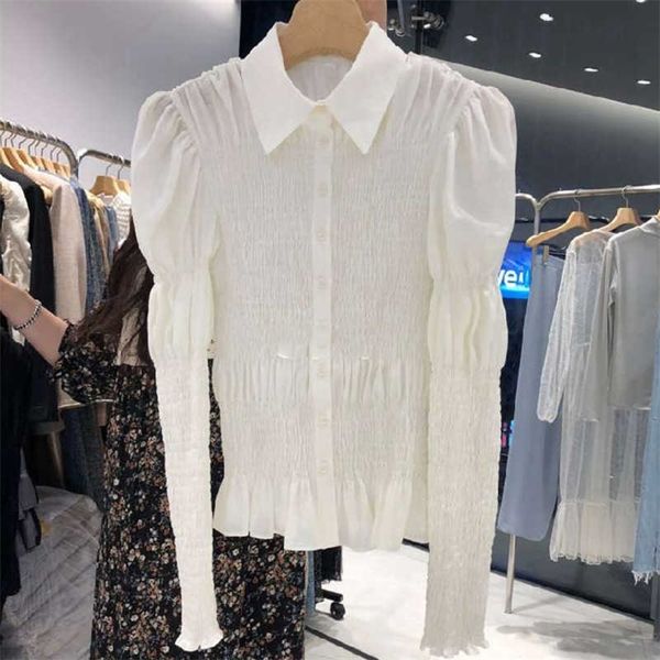 deat spring women arrival fashion lapel pleated puff long sleeve single breasted office lady slim shirt rd840 210709, White
deat spring women arrival fashion lapel pleated puff long sleeve single breasted office lady slim shirt rd840 210709, White