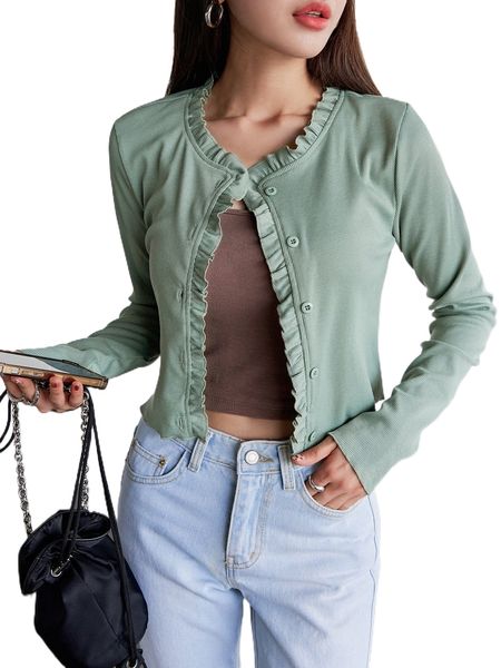 dazy frill trim button through tee a1fw#, White 
dazy frill trim button through tee a1fw#, White
