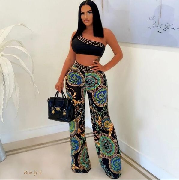 european and american women's two piece pants 2022 summer fashion trend printing suit, White
european and american women's two piece pants 2022 summer fashion trend printing suit, White