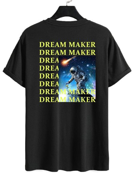 men letter & astronaut print tee i7kw#, White;black