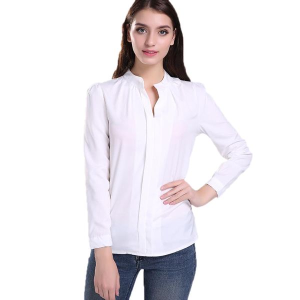 women's blouses shirts summer women v-neck chiffon blouse long sleeve solid color loose type casual high quality, White
women's blouses shirts summer women v-neck chiffon blouse long sleeve solid color loose type casual high quality, White