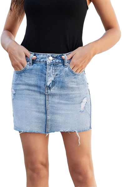 women's casual denim short skirt frayed distressed mini jean skirt x77s#, White;black
women's casual denim short skirt frayed distressed mini jean skirt x77s#, White;black