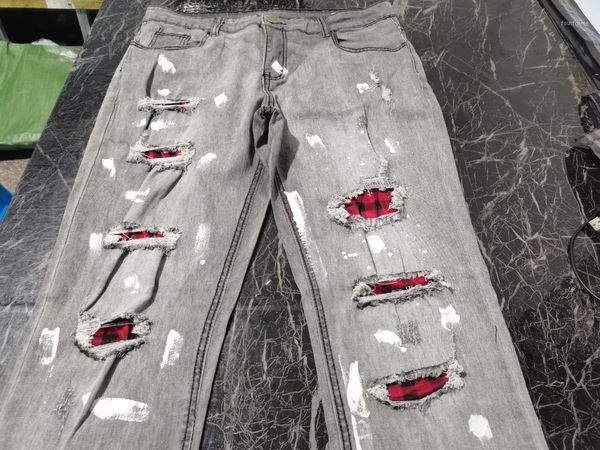 men's jeans skinny ripped men 2022 fashion grid beggar patches slim stretch casual denim pencil pants painting jogging trousers menmen&, Blue
men's jeans skinny ripped men 2022 fashion grid beggar patches slim stretch casual denim pencil pants painting jogging trousers menmen&, Blue