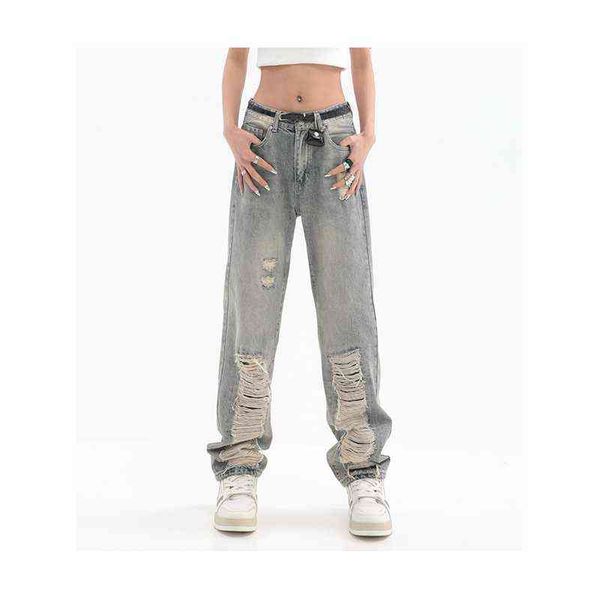 2022 fashion grey pants ripped wide leg jeans retro high waist zipper women's trousers mujer l220726, Blue
2022 fashion grey pants ripped wide leg jeans retro high waist zipper women's trousers mujer l220726, Blue