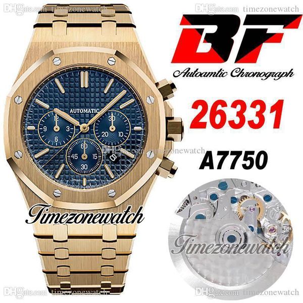 bff v2 41mm 26331 eta a7750 automatic chronograph mens watch 18k yellow gold blue textured dial stick stainless steel bracelet super edition, Slivery;brown
bff v2 41mm 26331 eta a7750 automatic chronograph mens watch 18k yellow gold blue textured dial stick stainless steel bracelet super edition, Slivery;brown