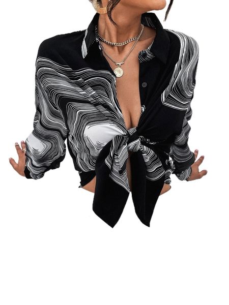 annual ring print drop shoulder shirt o3gj#, White 
annual ring print drop shoulder shirt o3gj#, White