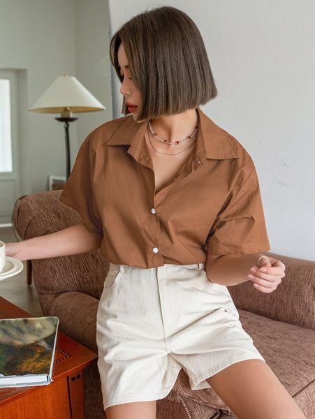 dazy drop shoulder button front blouse a6qm#, White
dazy drop shoulder button front blouse a6qm#, White