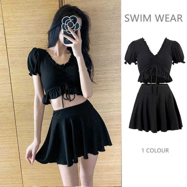 new jumpsuit korean ins style swimsuit women's summer conservative one-piece skirt style slim fit high waist thin belly covering sanya, Black;white
new jumpsuit korean ins style swimsuit women's summer conservative one-piece skirt style slim fit high waist thin belly covering sanya, Black;white
