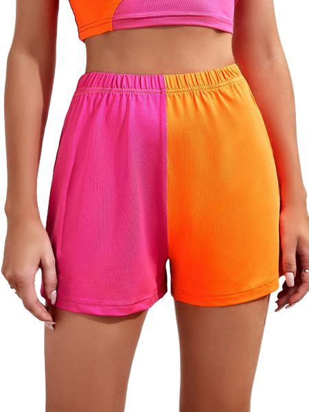 two tone elastic waist shorts l0at#, White;black
two tone elastic waist shorts l0at#, White;black