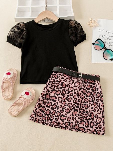 toddler girls embroidery mesh puff sleeve tee & leopard print belted skirt she, White
toddler girls embroidery mesh puff sleeve tee & leopard print belted skirt she, White