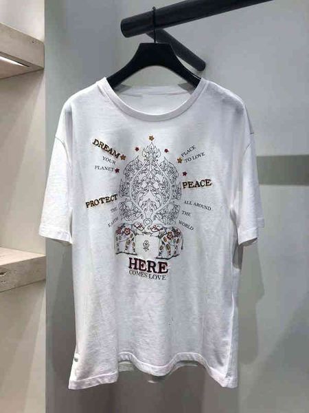 women's t-shirt spring / summer simple style round neck elephant print embroidery short sleeve t-shirt female, White
women's t-shirt spring / summer simple style round neck elephant print embroidery short sleeve t-shirt female, White