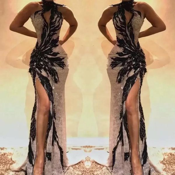 sparkly mermaid prom dresses 2022 high split keyhole neck crystal beaded backless evening gowns hollow out front celebrity dress, Black
sparkly mermaid prom dresses 2022 high split keyhole neck crystal beaded backless evening gowns hollow out front celebrity dress, Black