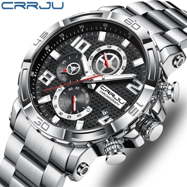crrju men watches big dial waterproof stainless steel with luminous handsdate sport chronograph watches relogio masculino 220530, Slivery;brown
crrju men watches big dial waterproof stainless steel with luminous handsdate sport chronograph watches relogio masculino 220530, Slivery;brown