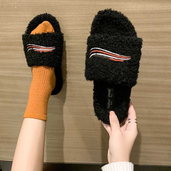 women ladys girls furry slide slipper spring and autumn wool white embroidery fashion comfortable barefoot wear flip flopes no, Black
women ladys girls furry slide slipper spring and autumn wool white embroidery fashion comfortable barefoot wear flip flopes no, Black